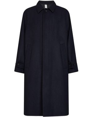 Hevò Wool-Blend Baia Del Monaco Long Trench Coat - Blue