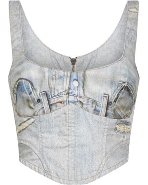 Haikure Denim Trompe L'Oeil-Print Elsie Corset Top - Gray