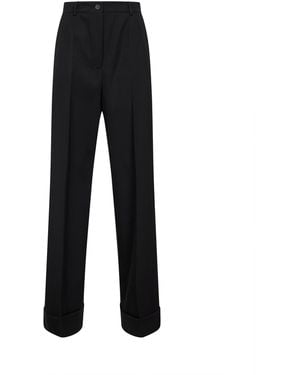 Dolce & Gabbana Wool Gabardine Straight Trousers - Black