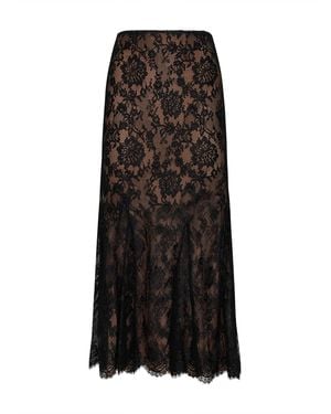 Self-Portrait Lace Midi Skirt - Black
