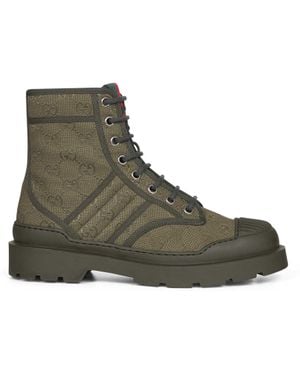 Gucci Gg Canvas Ankle Boots - Green