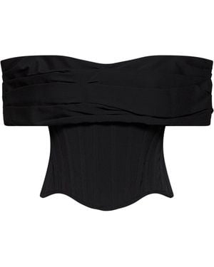 GIUSEPPE DI MORABITO Stretch Canvas Off-The-Shoulder Bustier Top - Black