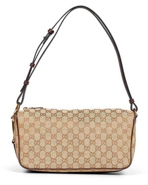 Gucci Sand And Dark Half Horsebit Medium Shoulder Bag - Metallic