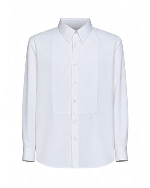 Saint Laurent Cotton Shirt With Bib And Cassandre Embroidery - White