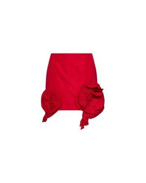 Blumarine Taffeta Mini Skirt With 3D Roses - Red