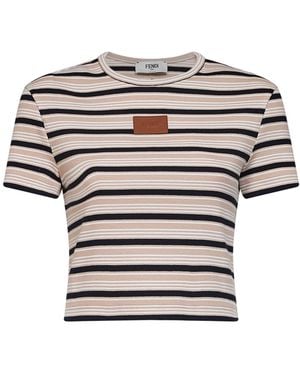 Fendi Cropped Cotton Top - White