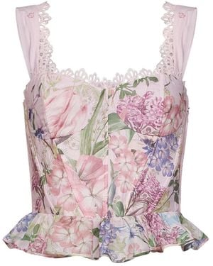 Charo Ruiz Floral-Print Cotton Floret Bustier Top - Pink