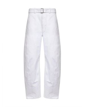 Lemaire Milk Denim Twisted Belted Pants - White