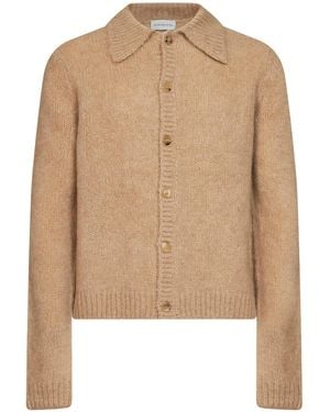Dries Van Noten Camel Alpaca Blend Knit Mora Cardigan - Natural