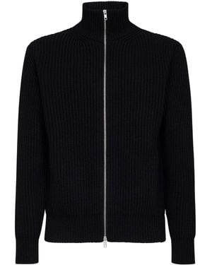MM6 by Maison Margiela Wool Blend Knit Zip-Up Cardigan - Black