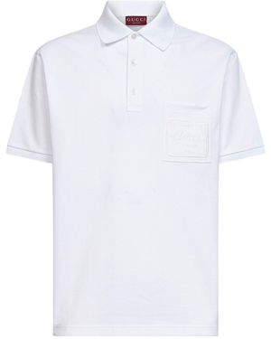 Gucci Cotton Pique Embroidered Polo Shirt - White