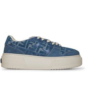 Fendi Light Ff Jacquard And Suede Match Trainers - Blue
