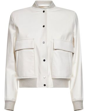 Salvatore Santoro Egg Plongé Nappa Leather Bomber Jacket - White