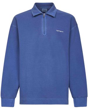 Carhartt Piquescript Polo-Like Sweatshirt - Blue