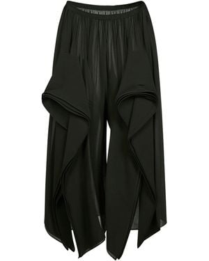 Alaïa Crêpe Georgette Ruffle Pants - Black