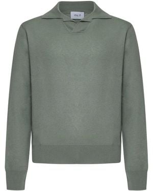 D 40 Maglia Polo Con Scollo A V E Polsini A Costine - Verde