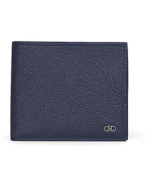 Ferragamo Dark Hammered Calfskin Gancini Wallet<Br - White