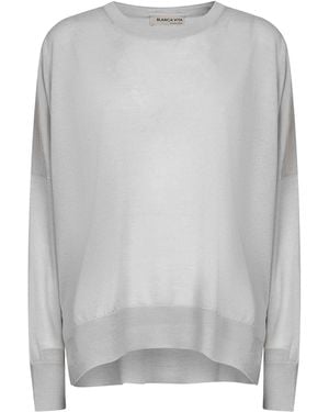 Blanca Vita Virgin Wool Oversized Jumper - Grey