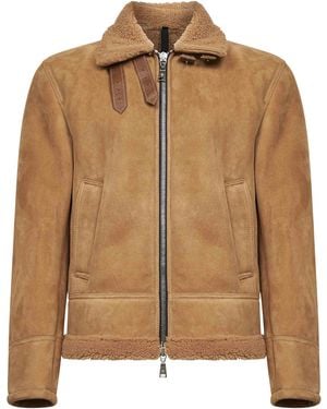 Tagliatore Lamb Shearling Aviator Jacket - Brown
