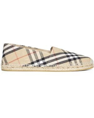 Burberry Sand Mews Check Espadrilles - White