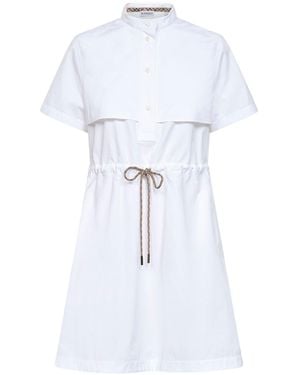 Burberry Optical Cotton Poplin Short Dress - White