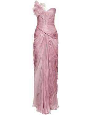 IRIS SERBAN Silk Metallic Tulle Suriel Long Column Dress - Pink