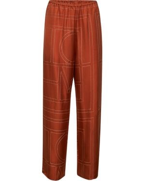 TOTEME Silk Twill Monogram Pyjama Trousers - Red