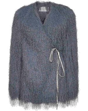 Dries Van Noten Fringed Fabric Jacket - Blue