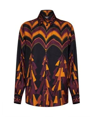PUCCI Burgundy And Baiadera-Print Silk Twill Fluid Shirt - Red