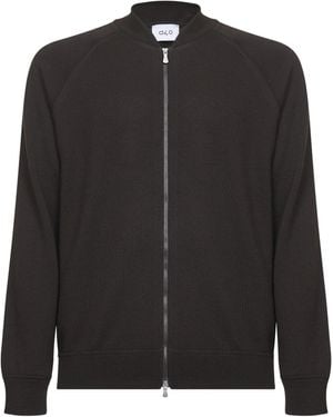 D 40 Virgin Wool Knit Bomber-Style Cardigan - Black