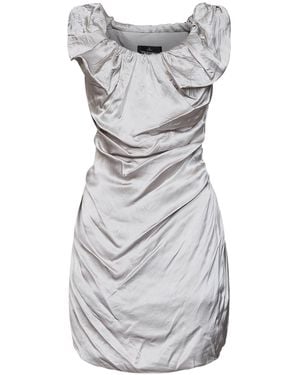 Vivienne Westwood Mother-Of-Pearl Viscose Satin Twisted Ginnie Mini Dress - Grey