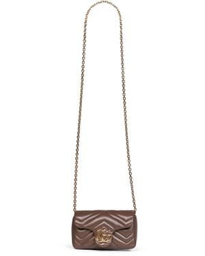 Gucci Taupe Gg Marmont Mini Bag <Br - White