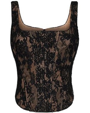 Self-Portrait Lace Corset Top - Black