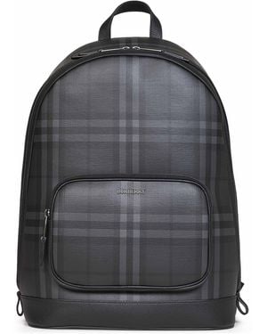 Burberry And Burbery Check Backpack<Br - Gray