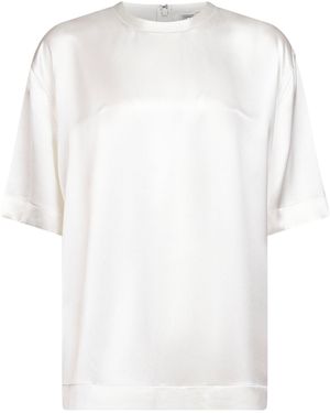 TOTEME Viscose Satin Crewneck T-Shirt - White