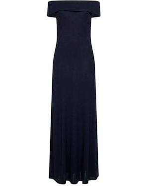 Alaïa Fluid Jersey Off-The-Shoulders Long Dress - Blue
