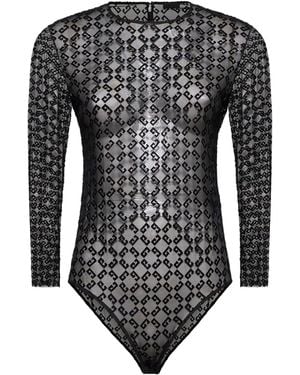 Givenchy Monogram 72 Tulle Bodysuit - Black