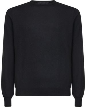 Tagliatore Virgin Wool Knit Crewneck Sweater - Black