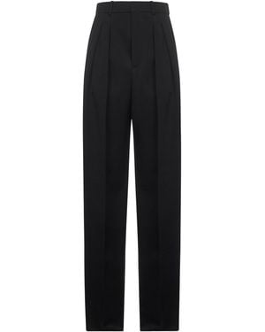 Saint Laurent Grain De Poudre Wool Wide Leg Pants - Black