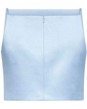 Self-Portrait Light Satin 3D Sequin Flower-Embellished Cropped Top - Blue