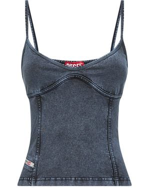 DIESEL Denim-Effect Jersey T-Ony Top - Blue