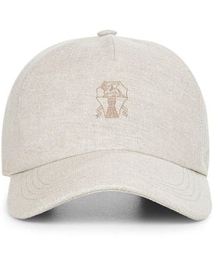 ハット BRUNELLO CUCINELLI Sparkling linen canvas baseball cap with Brunello Cucinelli Linen sparkling canvas baseball hat with