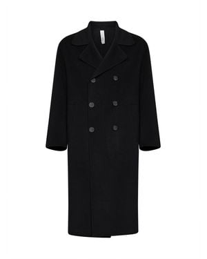 Hevò Double Wool Erchie Double-Breasted Coat - Black