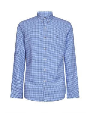 Polo Ralph Lauren And Stretch Poplin Slim-Fit Checked Shirt - Blue