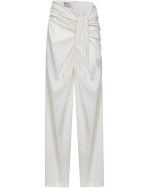 GIUSEPPE DI MORABITO Ivory Virgin Wool Draped Pants - White