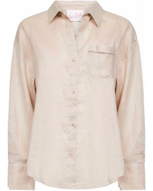 MC2 Saint Barth Linen Embroidered Crystal Shirt - Natural