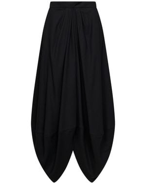 Giorgio Armani Silk Cady Asymmetric Midi Skirt - Black