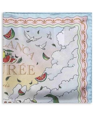 CASABLANCA Printed Silk Laduree X Medium Scarf - White