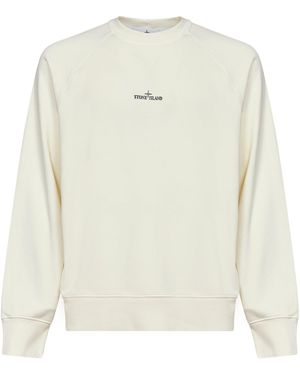 Stone Island Cotton Crewneck Sweatshirt With Compass Print - White
