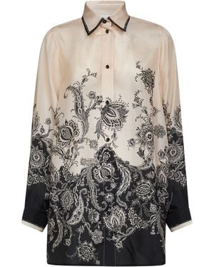 Zimmermann “Rhiannon Habotai” Floral Shirt - Grey
